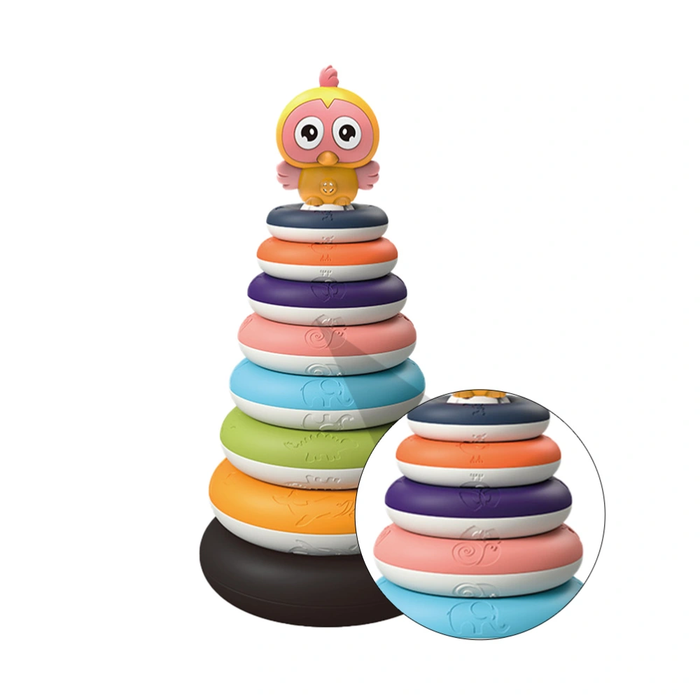 1 Set Fun Recognition Toy Rainbow Ring Stacking Tower Educational Plaything