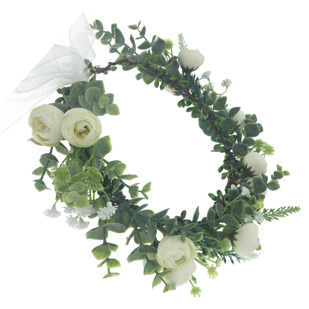 1pc Cloth Garland Bridal Elegant Wreath Hair Hair Accessory for Wedding Party Engagement (White)