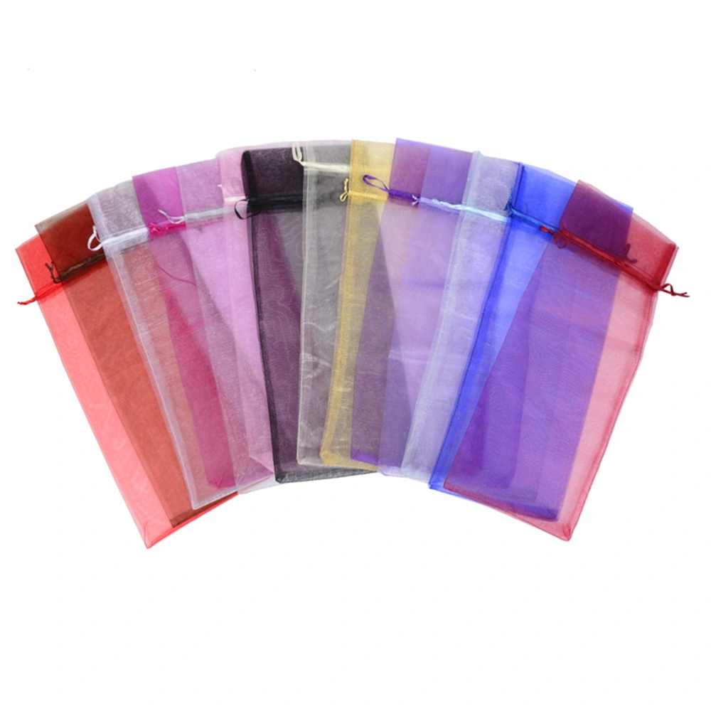 15 Pcs 15x38cm Organza Gift Bag Wine Bottle Cover Reusable Drawstring Champagne Bottle Rope Pouch Party Favor (Mixed Color)