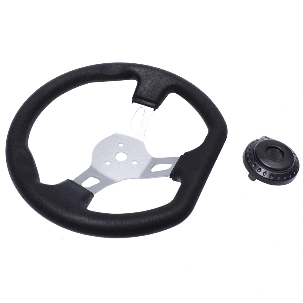 270mm Modification Steering Wheel PU Replacement Steering Wheel for Dune Buggy Go-kart (Black)