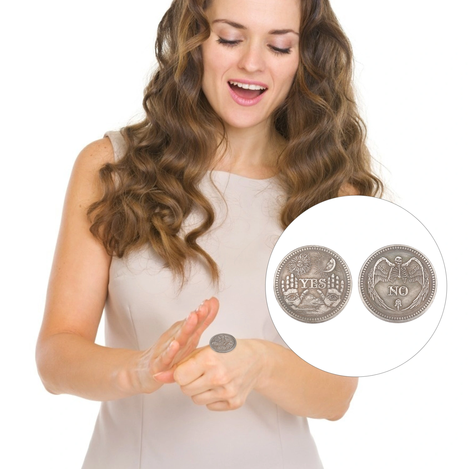 2pcs Yes Or No Decision Coin Stereoscopic Embossment Skull Pattern Copper Coin