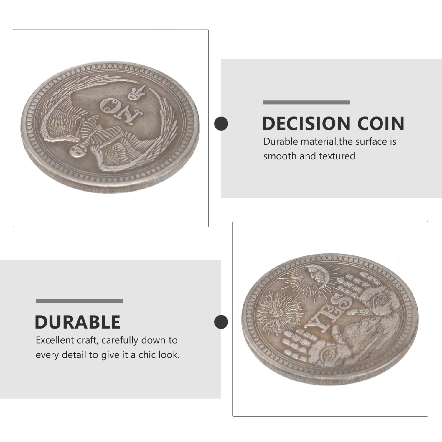 2pcs Yes Or No Decision Coin Stereoscopic Embossment Skull Pattern Copper Coin