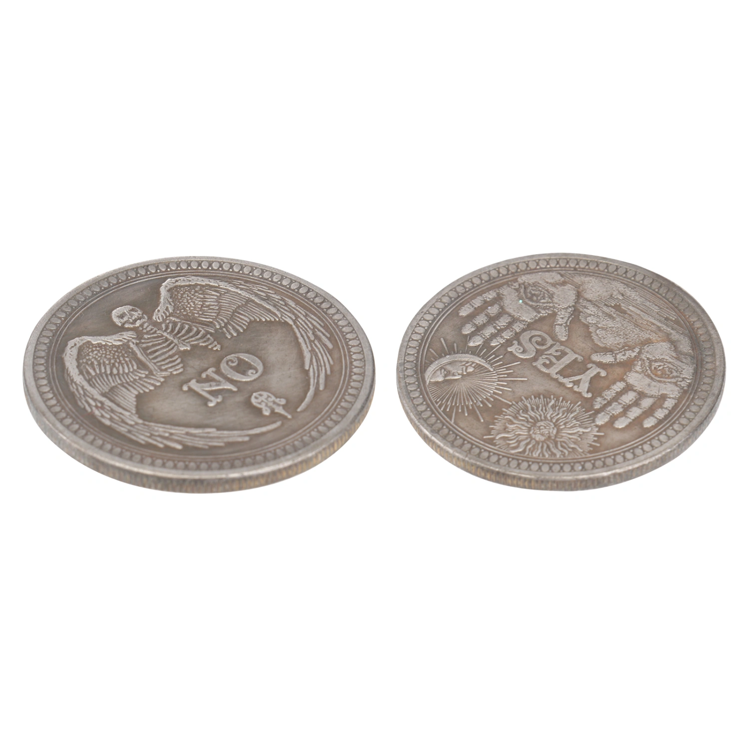 2pcs Yes Or No Decision Coin Stereoscopic Embossment Skull Pattern Copper Coin