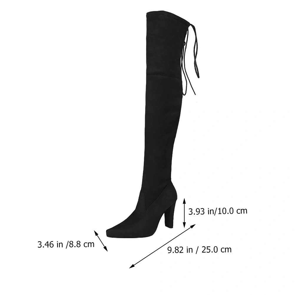1 Pair Woman Pointy Thigh High Boots Woman Thick High Heel Boots Winter Boots