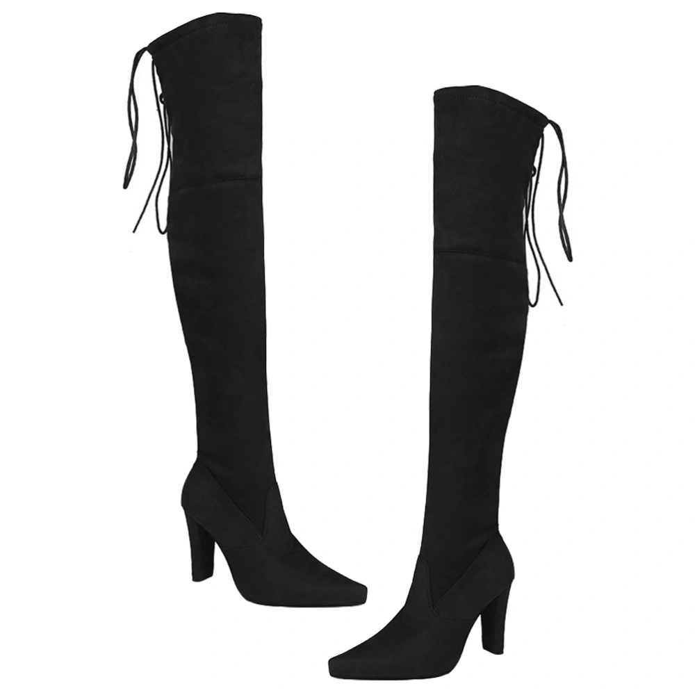 1 Pair Woman Pointy Thigh High Boots Woman Thick High Heel Boots Winter Boots