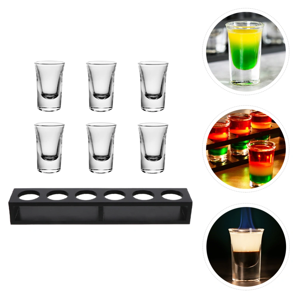 1 Set Wine Cups Shot Glass Whisky Shot Glasses Storage Carrier Serving Tray