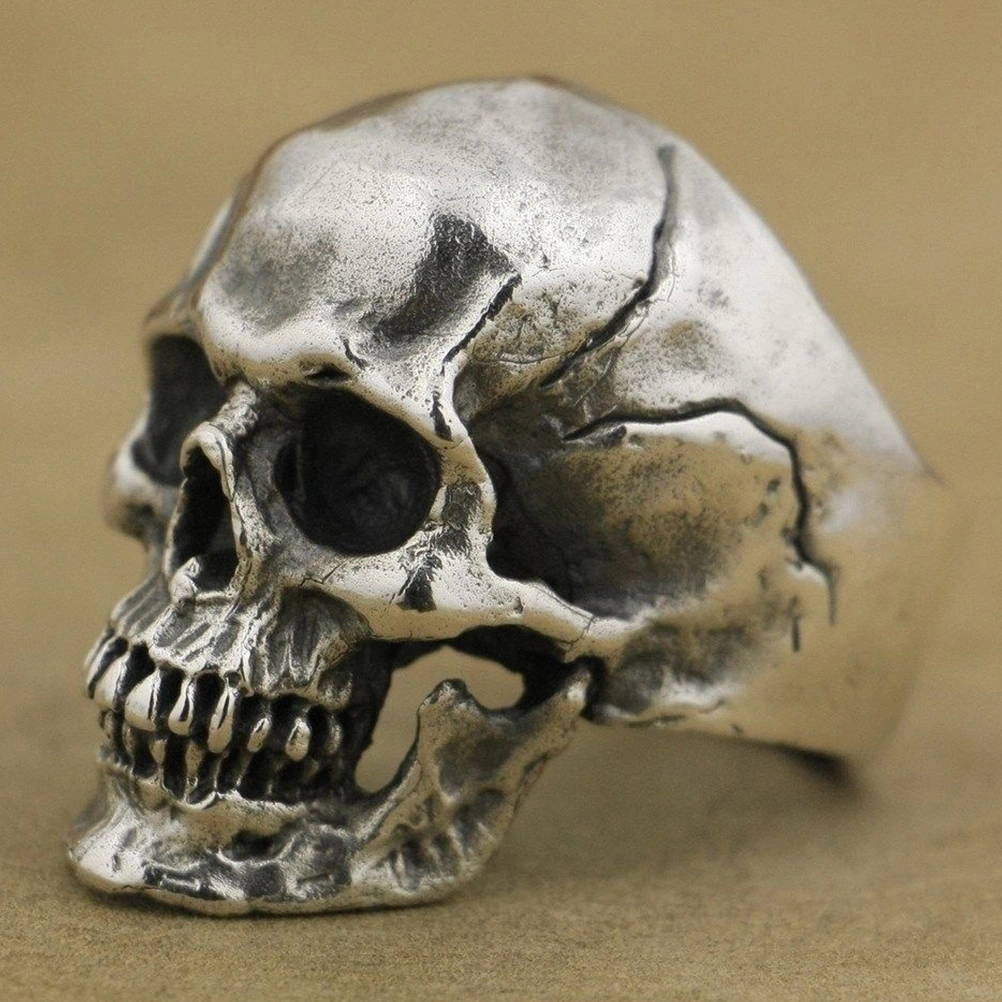 Skull Ring Retro Carved Crack Ring Ghost Head Ring Jewelry Accessories Ring