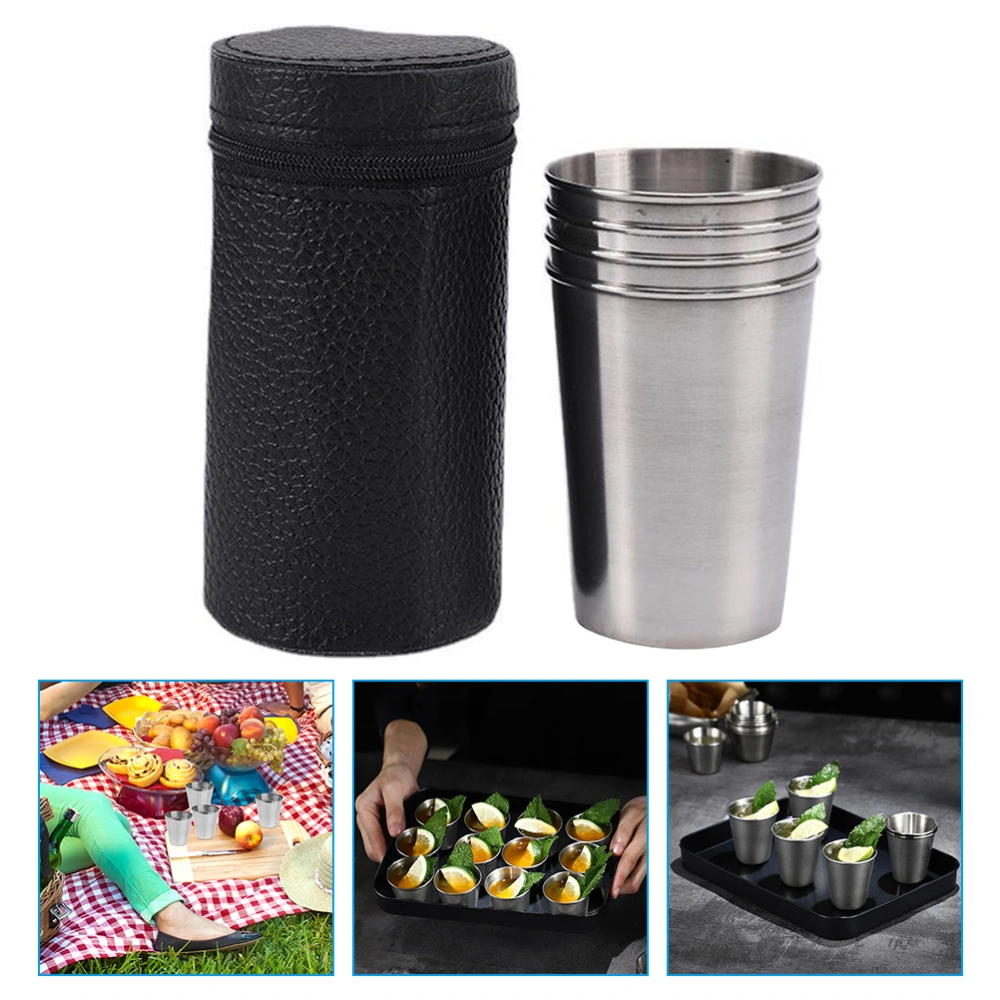 1 Set of Stainless Steel Shot Cups Portable Wine Cups Outdoor Beer Cups Small Wine Cups