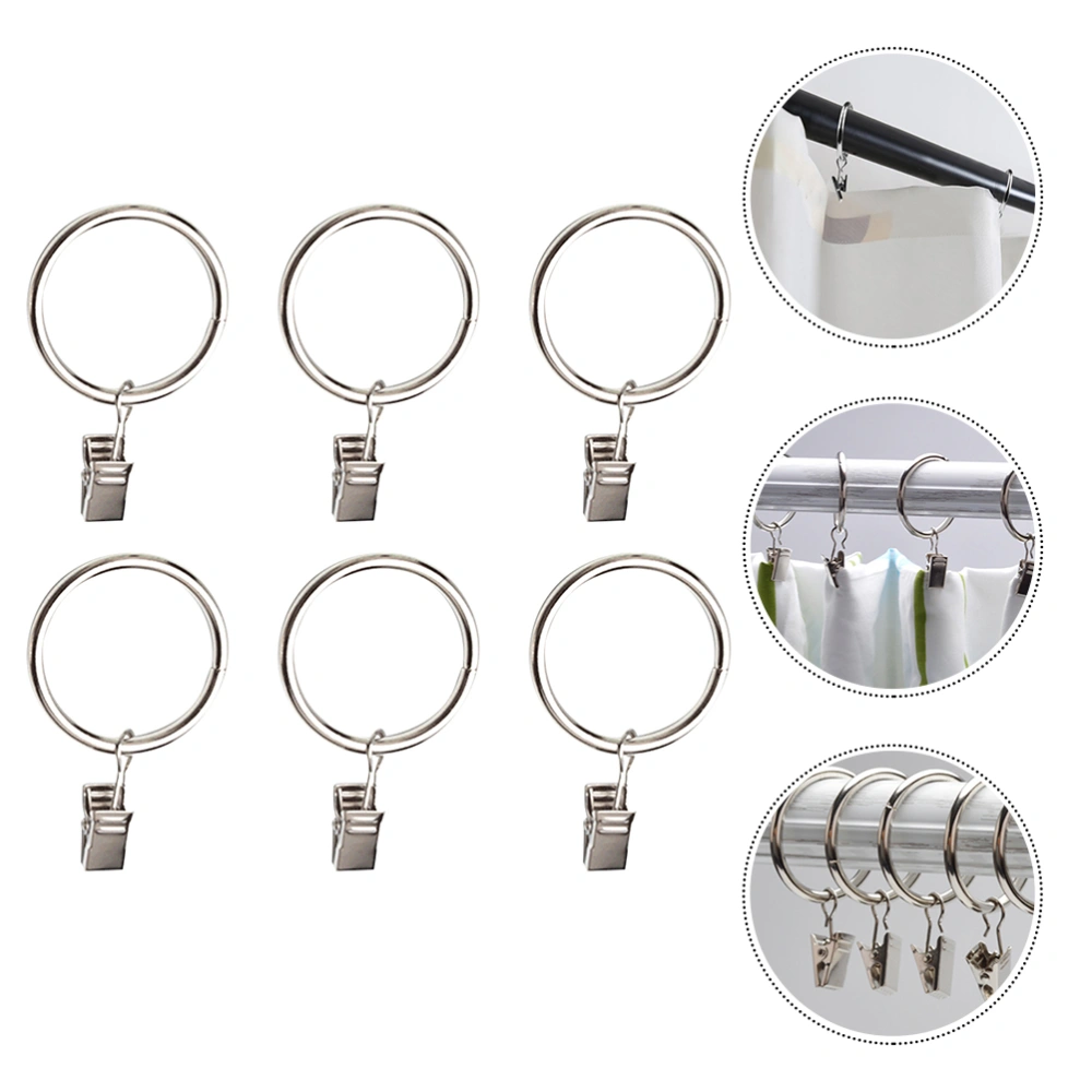 1 Set 36 Pcs 38MM Metal Curtain Rings with Clips Drapery Rings Hooks (Silver)