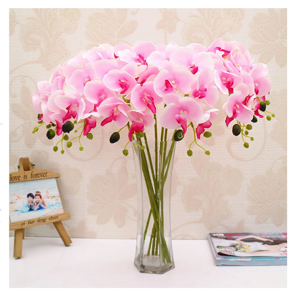 Small Artificial Flowers Orchids Present Touch for New Home Wedding Decorations Party Decor (Pink)