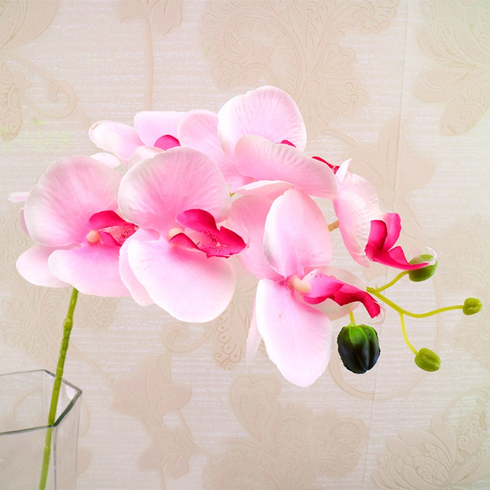 Small Artificial Flowers Orchids Present Touch for New Home Wedding Decorations Party Decor (Pink)