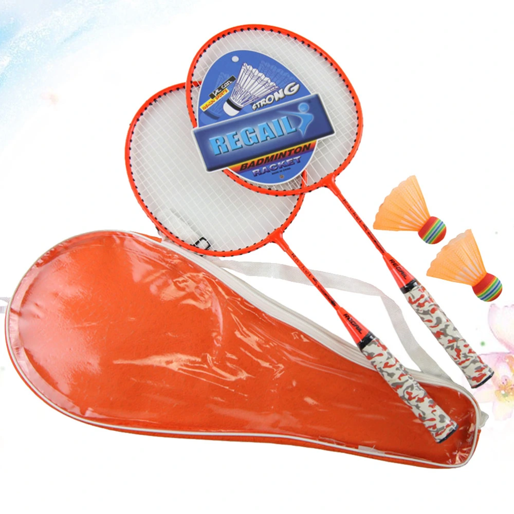 1 Pair Kids Badminton Racket Badminton Training Sports Toys Parent-child Toy for Playing (2Pcs Pink Racket and 2Pcs Random Color Balls)