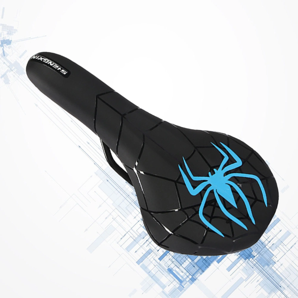 Spider Pattern Bike Saddle Mountain Bike Seat MTB Saddle Cycling Sports Cushion Bike Pad (Black and Blue)