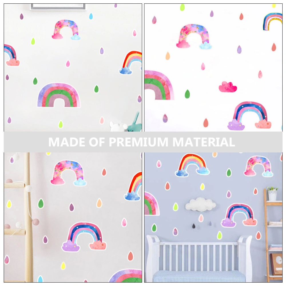 1pc Rainbow Raindrop Wall Sticker Decorative Wall Decals Household Wall Decor