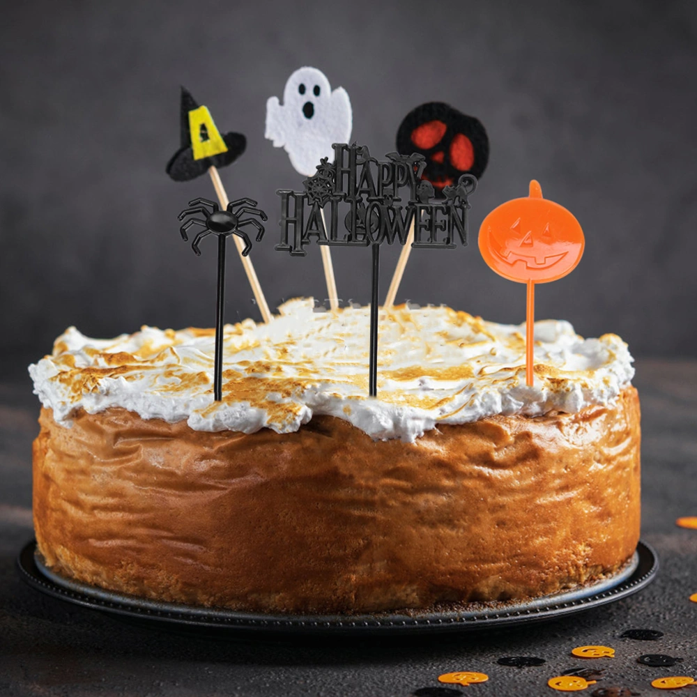 18 Pcs Creative Halloween Pumpkin Spider Design Birthday Cake Toppers