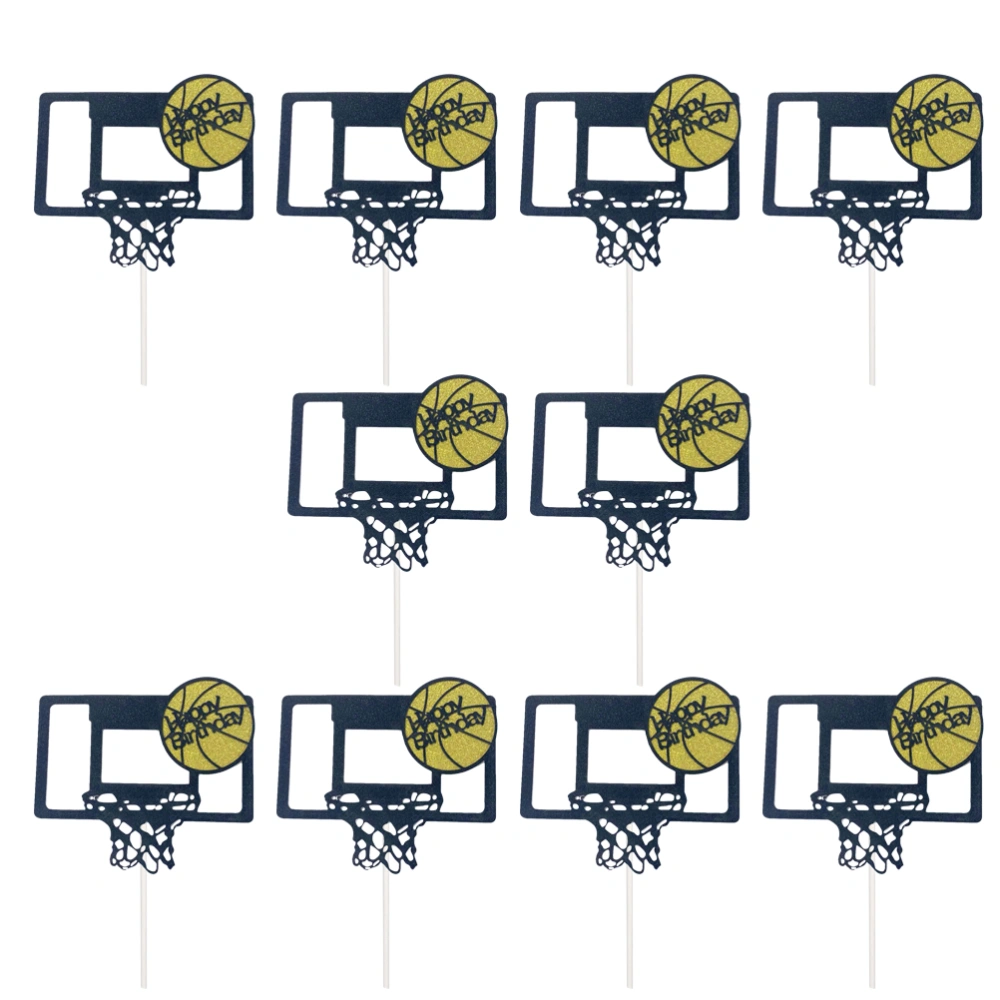 10PCS Basketball Cake Decoration Glitter Cupcake Toppers Picks for Party Kids Birthday