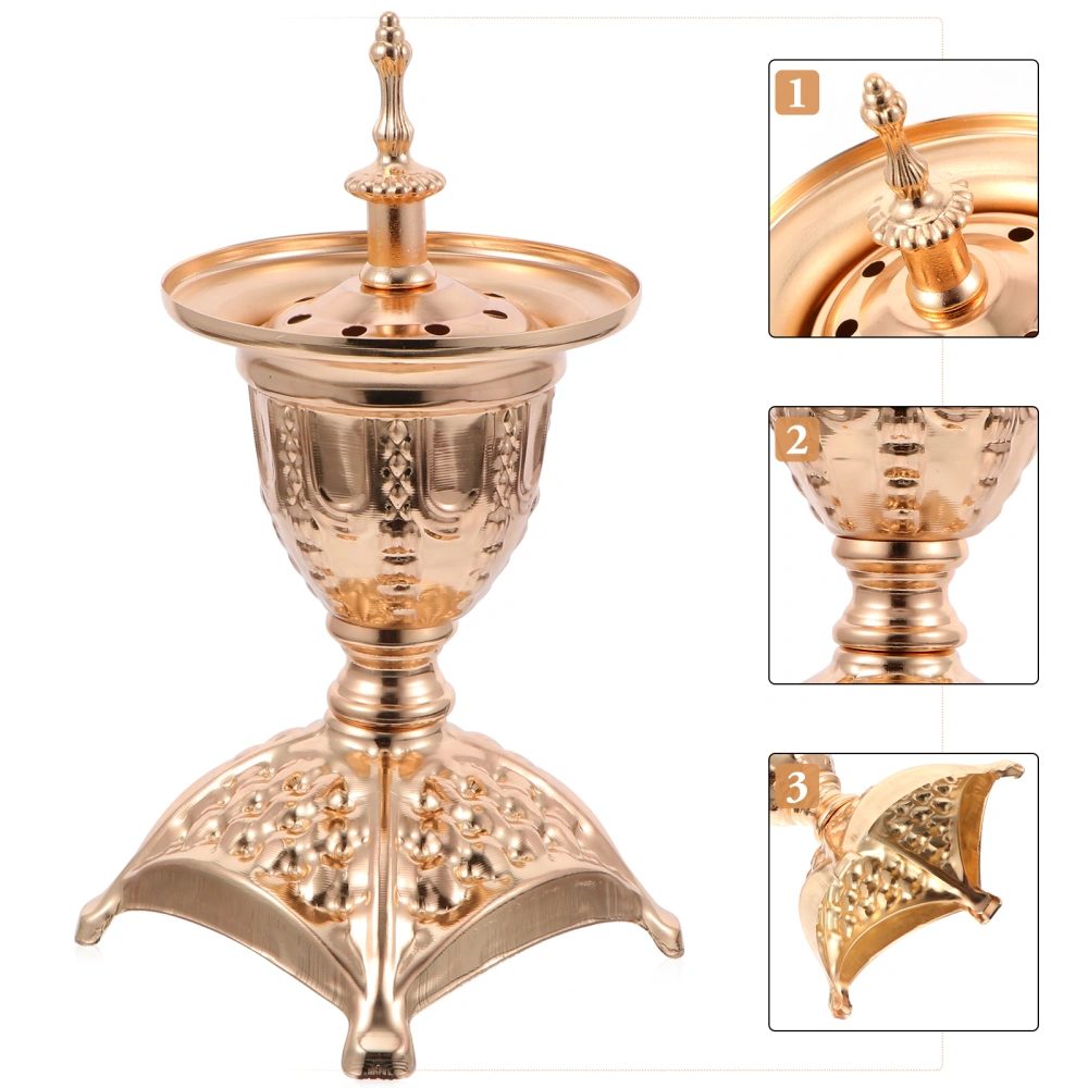 1 Pc Decorative Stable Candlestick Hollow-out Candle Rack Table Decor (Golden)