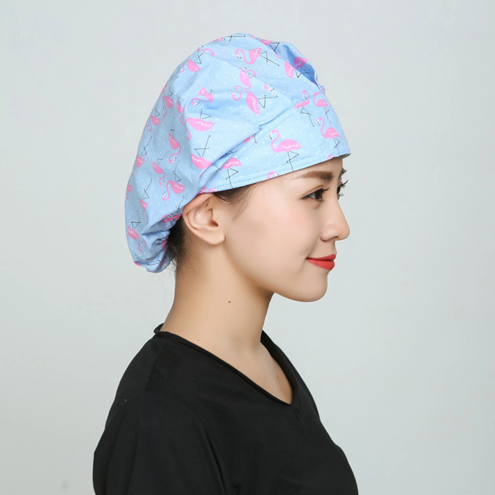 Crane Printed Hat Creative Doctor Nurse Working Hat Dust-proof Useful Head Protector for Daily Use