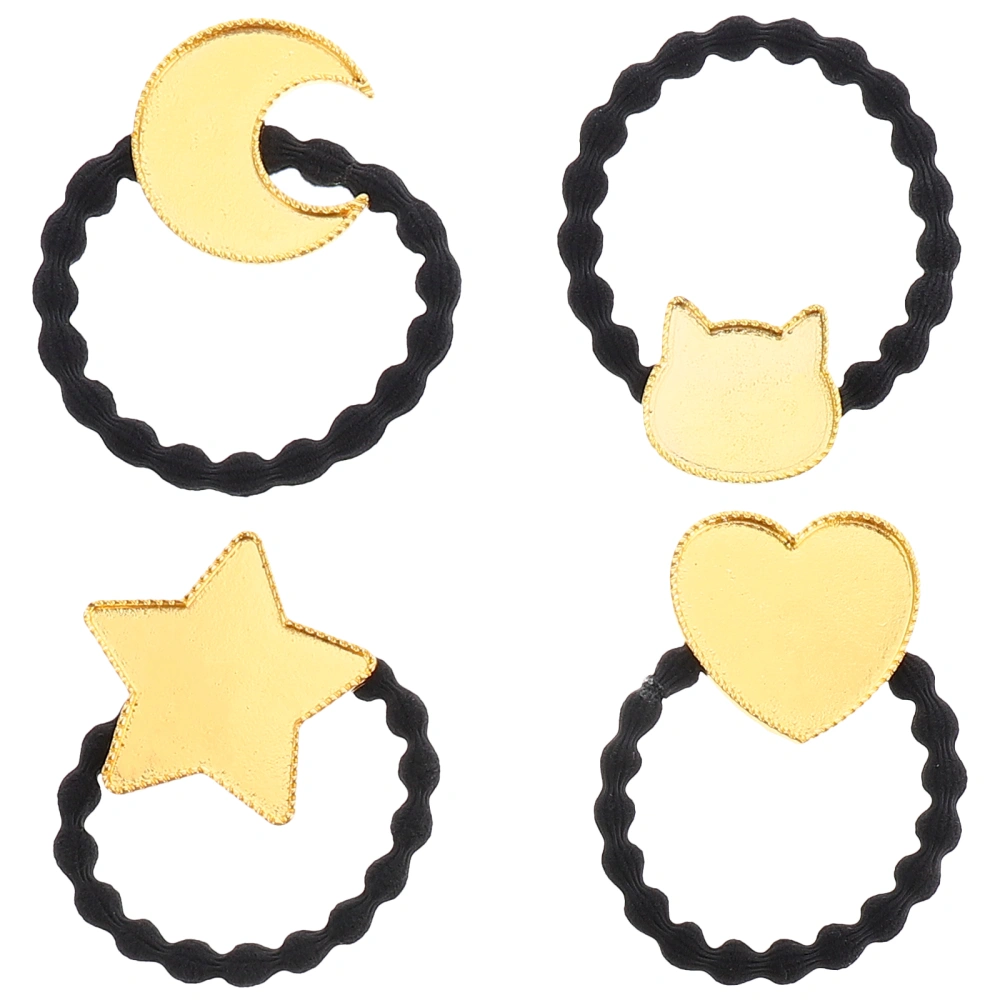 4pcs Hair Ties Elastic Hair Rope Alloy Tray Hair Scrunchies Making Supplies