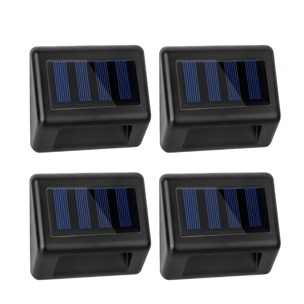 4pcs 3 LED Stainless Steel Solar Lights Wall Light Outdoor Street Lamp Sensor Light for Garden Courtyard Patio Pathway (Black)