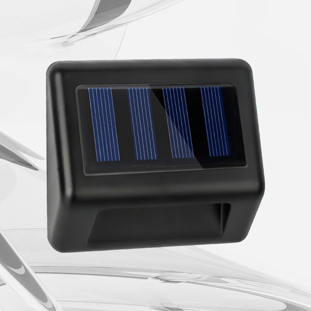 4pcs 3 LED Stainless Steel Solar Lights Wall Light Outdoor Street Lamp Sensor Light for Garden Courtyard Patio Pathway (Black)