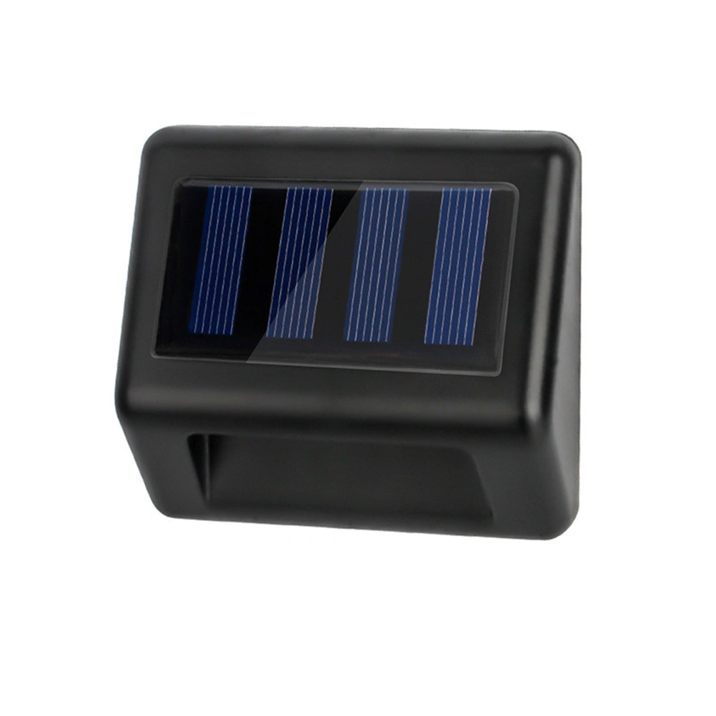 4pcs 3 LED Stainless Steel Solar Lights Wall Light Outdoor Street Lamp Sensor Light for Garden Courtyard Patio Pathway (Black)