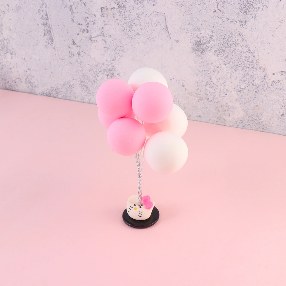 1PC Creative Balloon Shape Car Decoration Clay Color Balloon Ornaments Home Desktop Decoration (Pink White, Random Base Color)