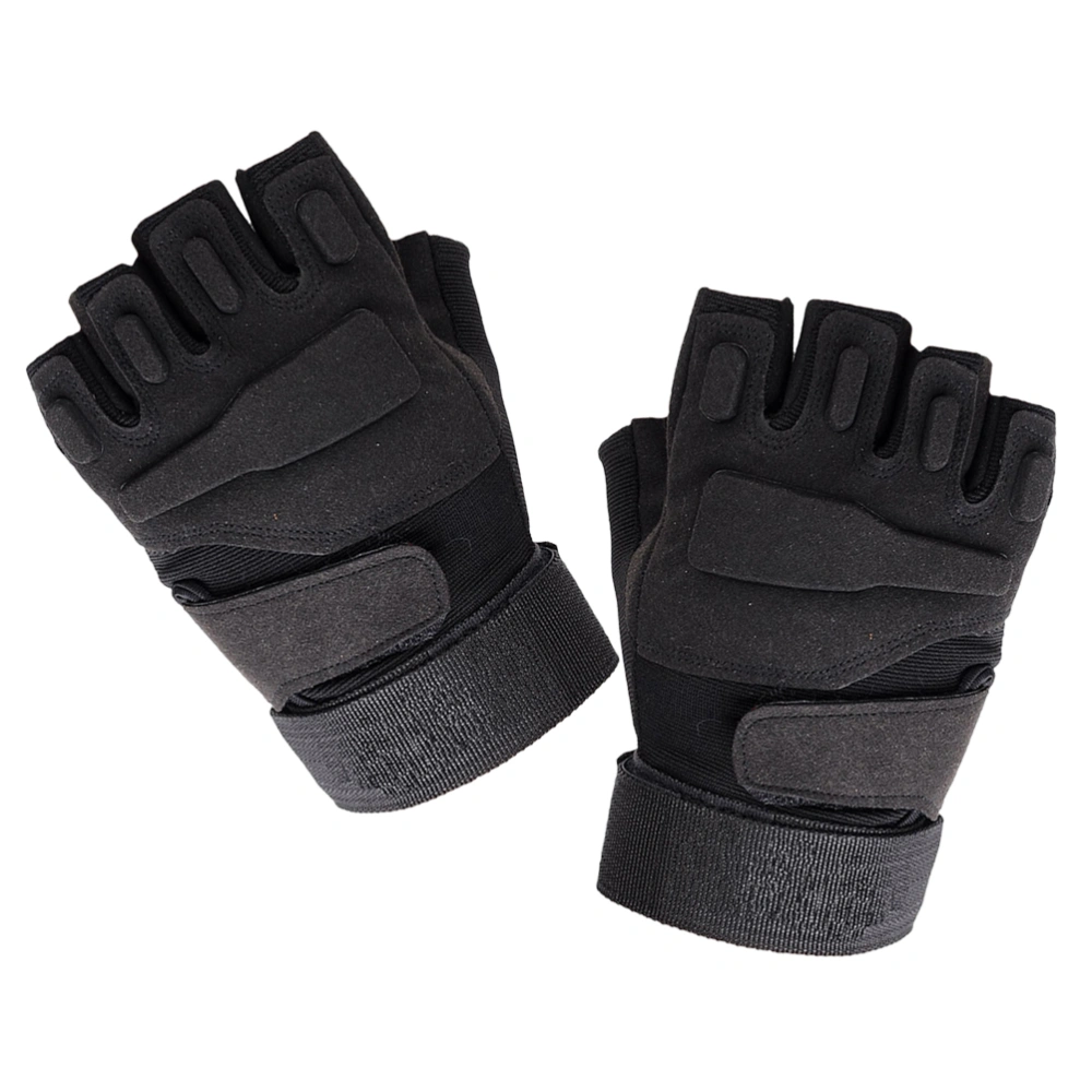 Half Finger Gloves Tactics Half Finger Gloves Outdoor Sports Protective Gloves Warm Gloves (Black Size M)