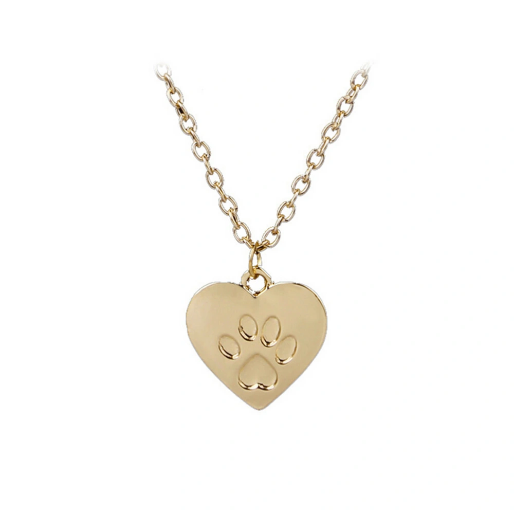 Creative Love Heart Paw Claw of Dog Kitty Cat Pendant Necklace Jewelry for Friend And Lovers (Gold)