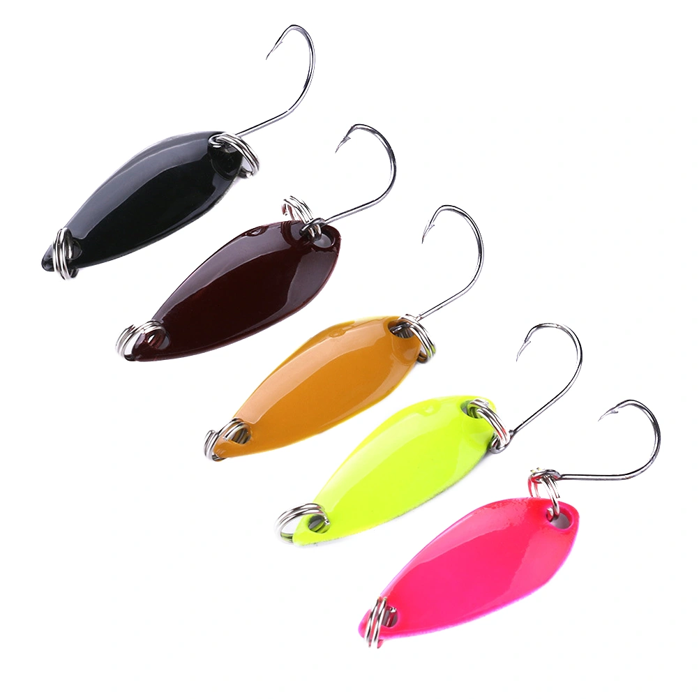 5 Pcs Fishing Fake Baits Luya Single Hook Sequins Fishing Lures Mini Metal Artificial Baits Freshwater Bionic Baits (Random Color)