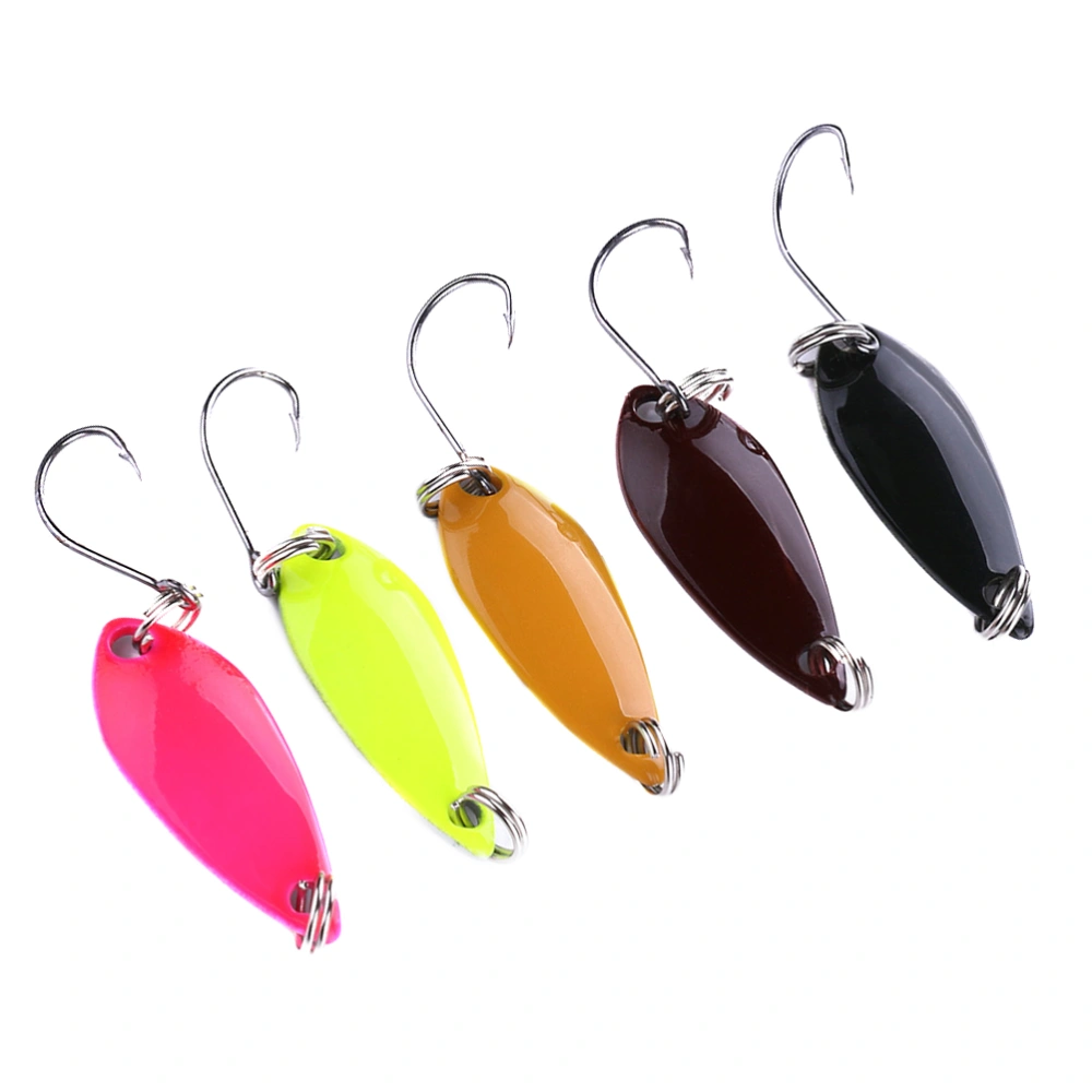 5 Pcs Fishing Fake Baits Luya Single Hook Sequins Fishing Lures Mini Metal Artificial Baits Freshwater Bionic Baits (Random Color)