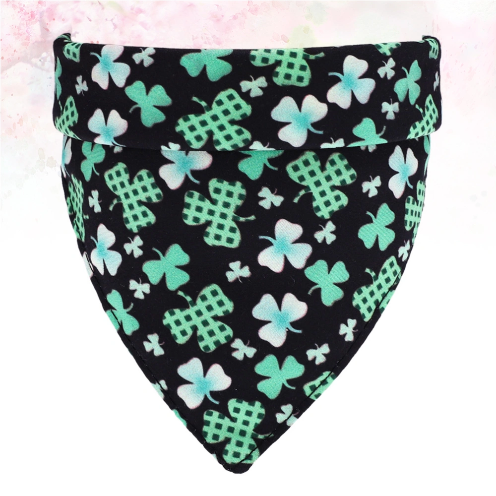 Black Background Clover Design Collar Scarf Pet Bib Triangle Saliva Towel Multifunction St. Patricks Day Dress up Accessories for Pet Dog Puppy