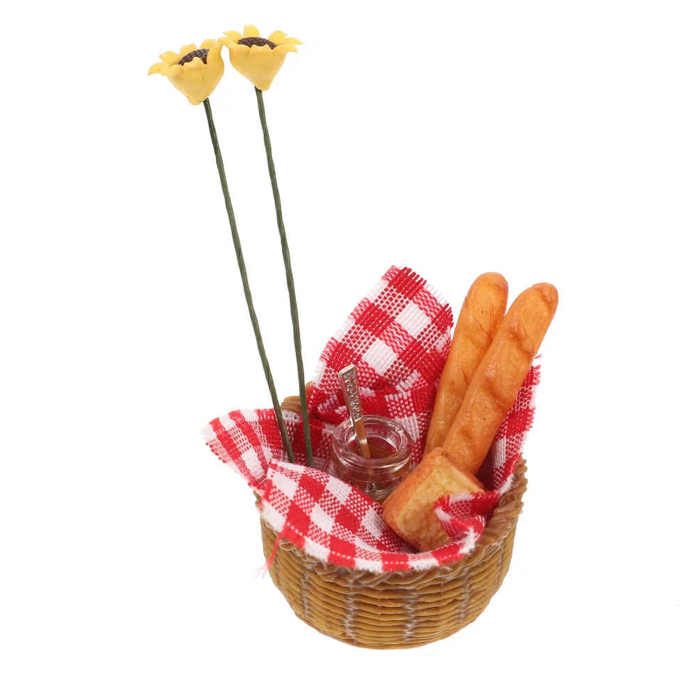 1 Set Miniature Doll House Honey Bread Basket Kit Models Photo Props Doll House Decorations