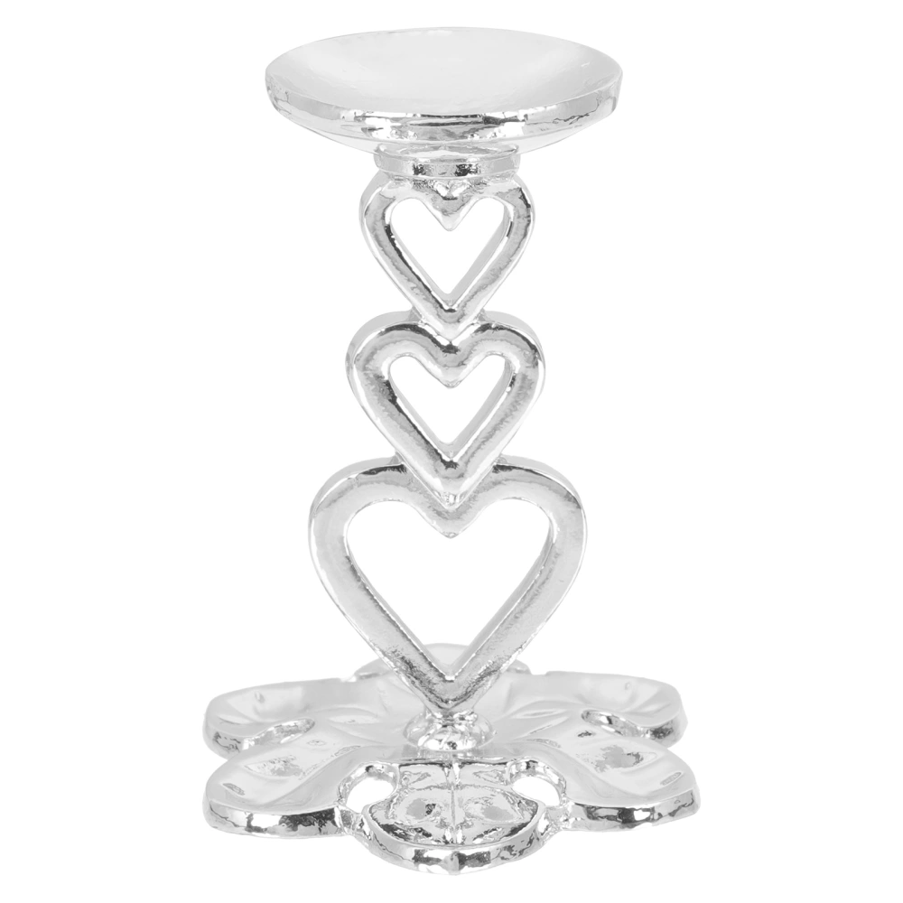 1Pc Heart Circle Petal Desktop Ornament Jade Crystal Balls Base Photo Prop (Silver)