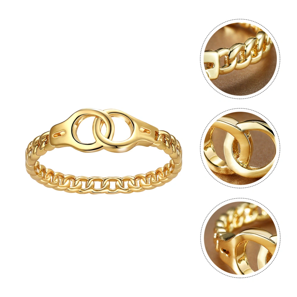 1pc Creative Handcuff Ring Chain Modeling Ring Hand Jewelry Fashion Accessory