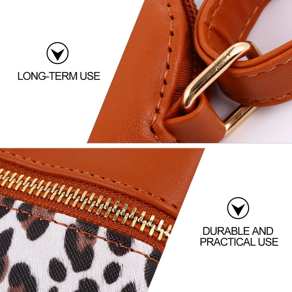 1pc Contrast Color Leopard Grain Fringed Bag Single Shoulder Cross Body Bag