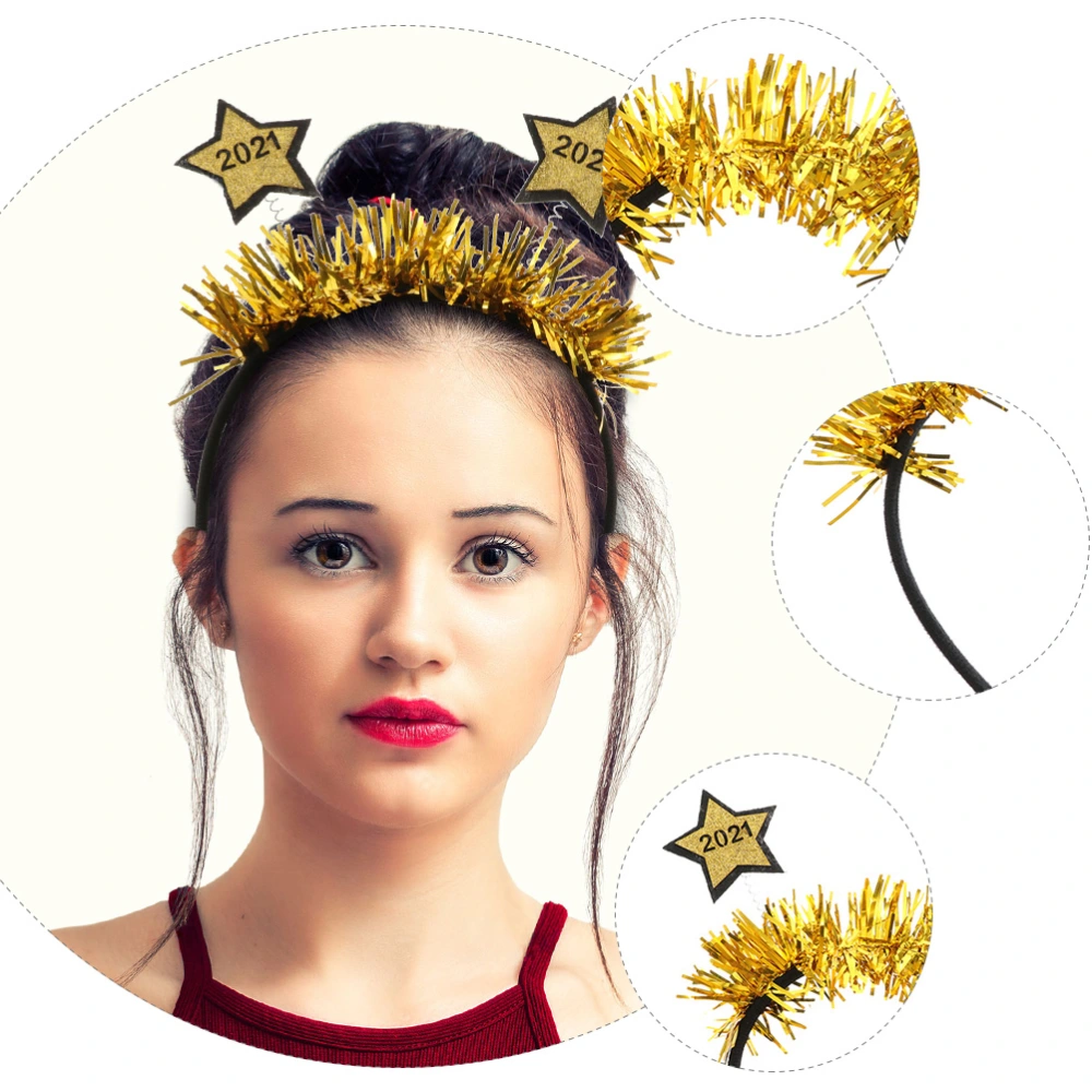 2pcs 2021 Creative Hair Hoops Party Photo Props New Year Star Headdress