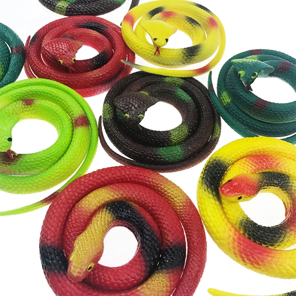 12 Pcs Rubber Snake Toy Creepy Supplies Simulation Snake Tricky Props Horror Snake Prank Toy (Grass Snake, Cobra,  Mixed Color)