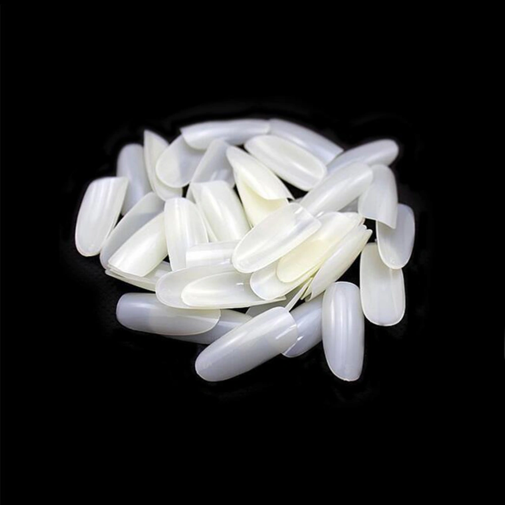 100pcs Nail Tips Full Cover Short Oval Natural Acrylic False Nails for Salon and DIY Art