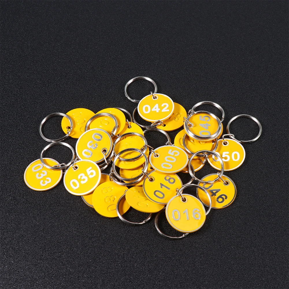 1 Set Aluminium Storage Tags Metal Numbers Plates Luggage ID Tags Key Ring Labels (Yellow, Number 1-30, 1Pc/Each Number)