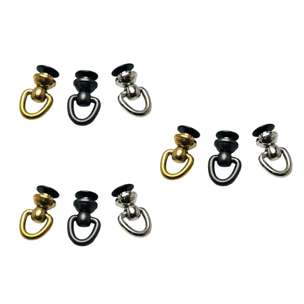 9 Pcs Screw in Nail Rivet Stud Screw 360 Degree Rotate Ball Post Head Buttons with D Ring for DIY Leather Craft Purse Keychain Accessories (Mixed Color)