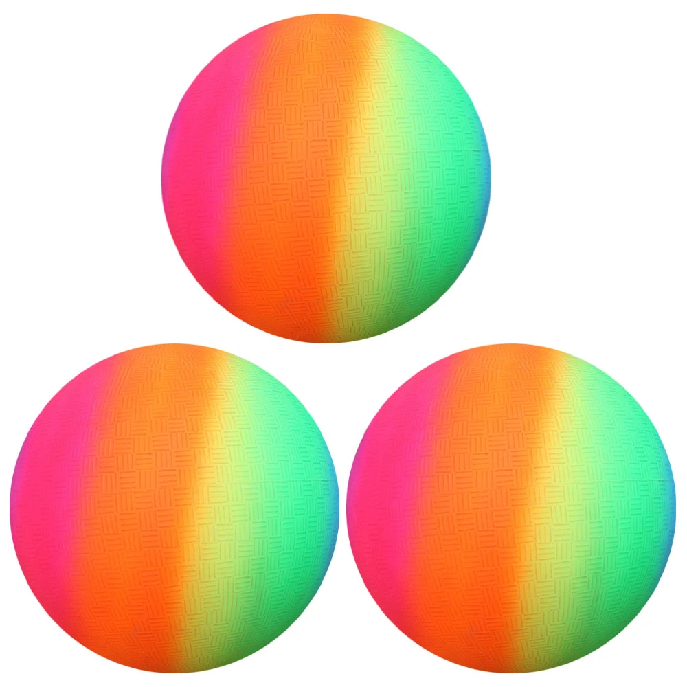 3Pcs 22cm Child Flapping Ball PVC Inflatable Ball Outdoor Rainbow-Color Balls