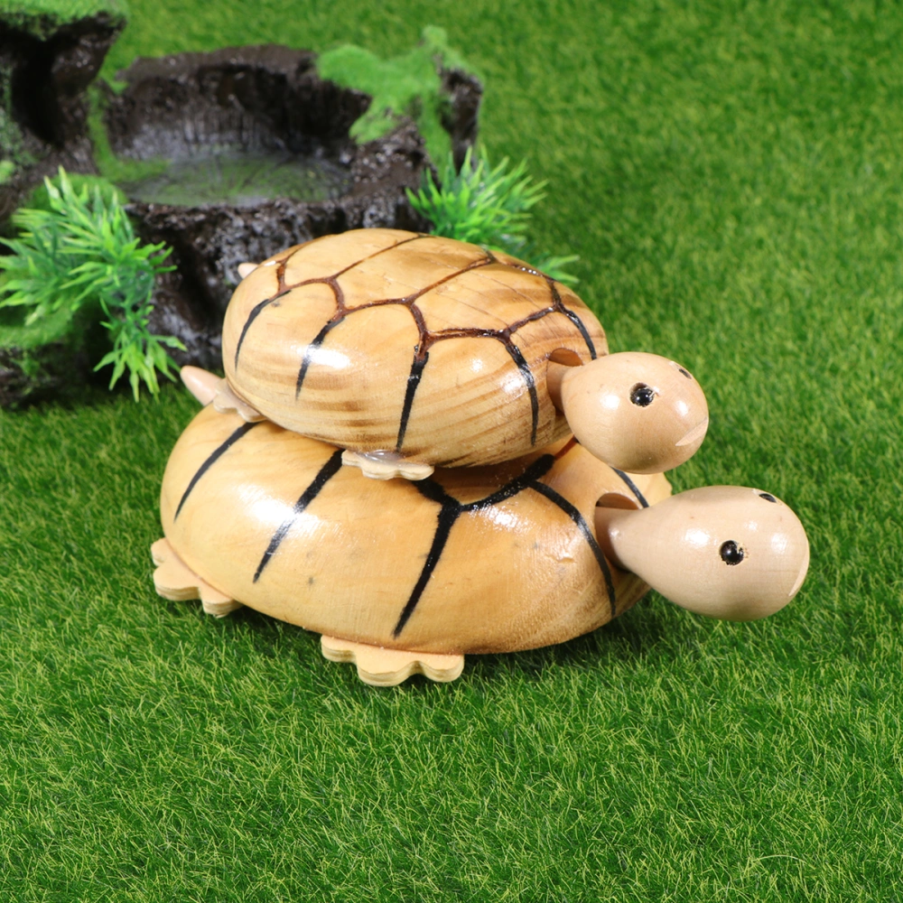 2Pcs Wooden Turtle Desktop Adornment Creative Adorable Tortoise Wood Toys for Table Decor Kids Gift