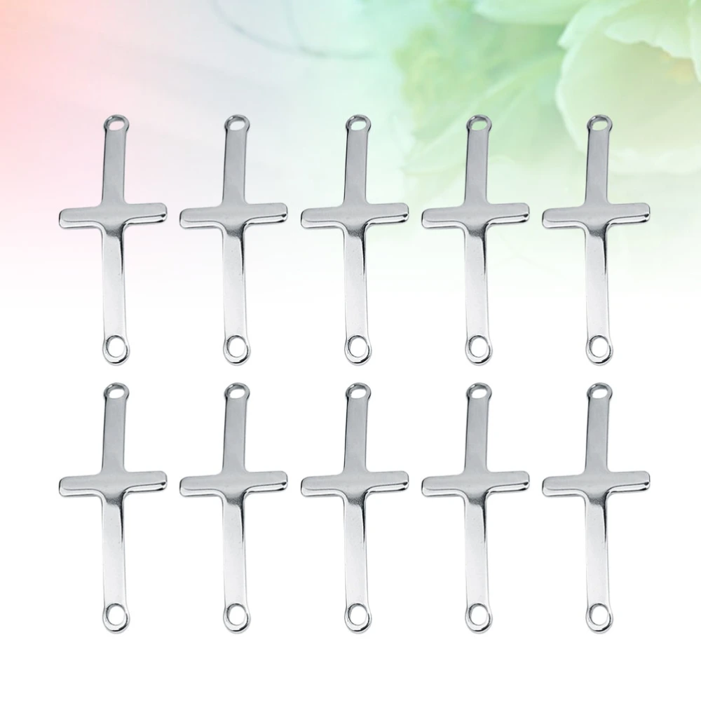 10pcs Stainless Steel Cross Shape Pendant DIY Jewelry Making Accessories for Necklace Bracelet (Silver)