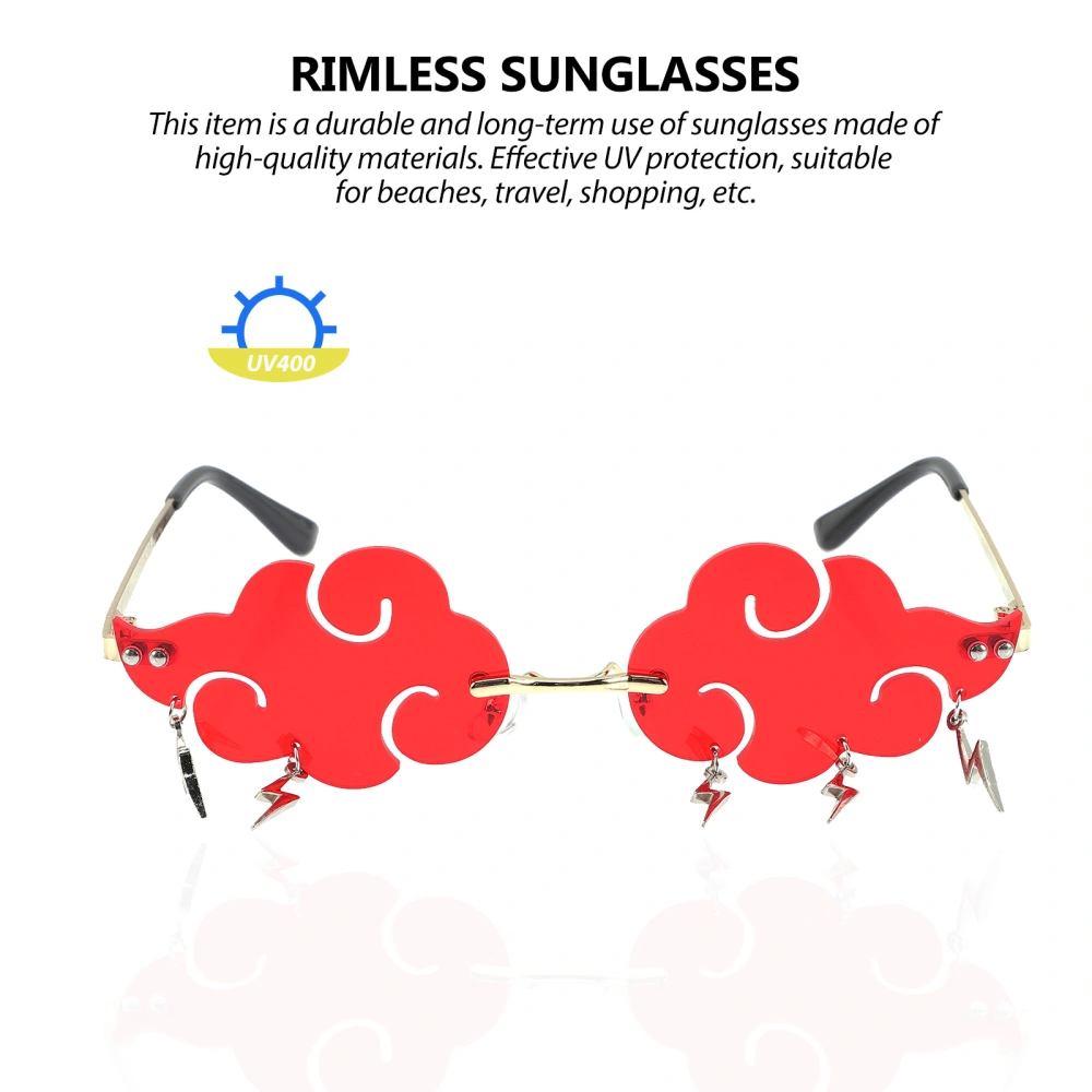 Rimless Sunglasses Creative 90s Disco Glasses Clouds Tassel Sunglasses for Women Men