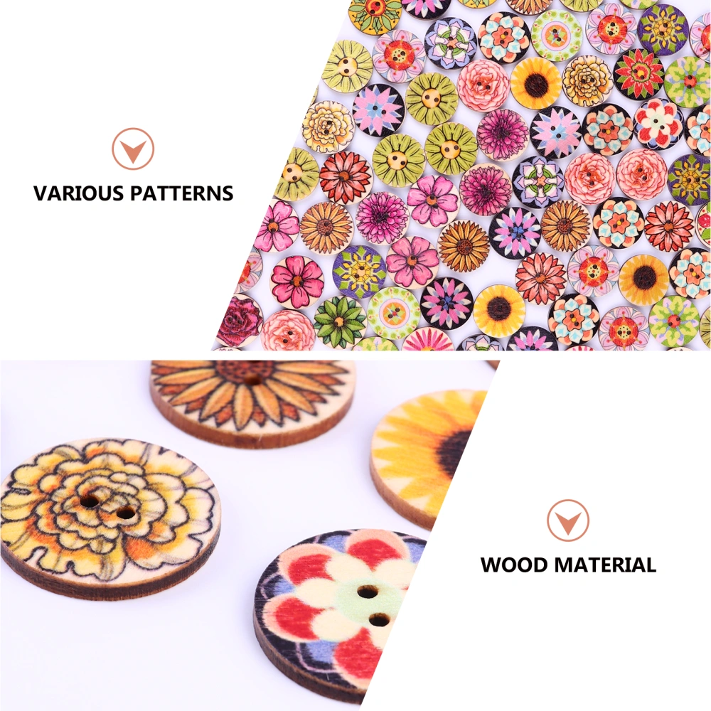 Creative Flower Buttons Sewing Buttons Round Wood Fasteners Sewing Accessories