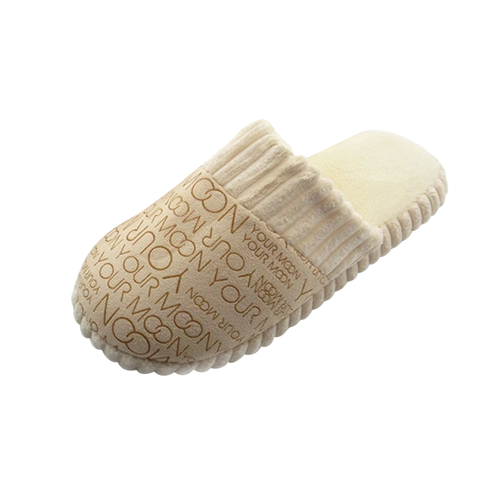 1 Pair Cozy Warm Coral Letter Slippers On House Slippers Indoor Home Shoes 42-43 (Cream-coloured)