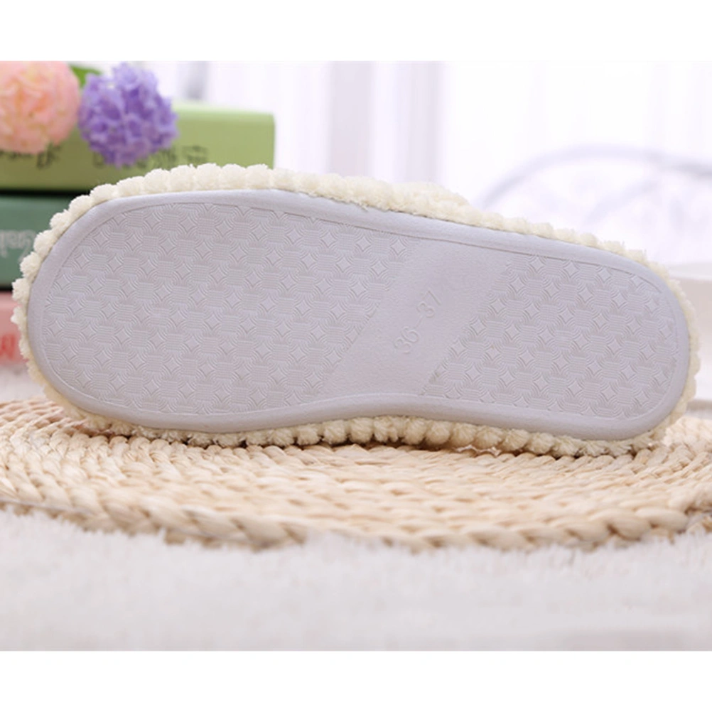 1 Pair Cozy Warm Coral Letter Slippers On House Slippers Indoor Home Shoes 42-43 (Cream-coloured)
