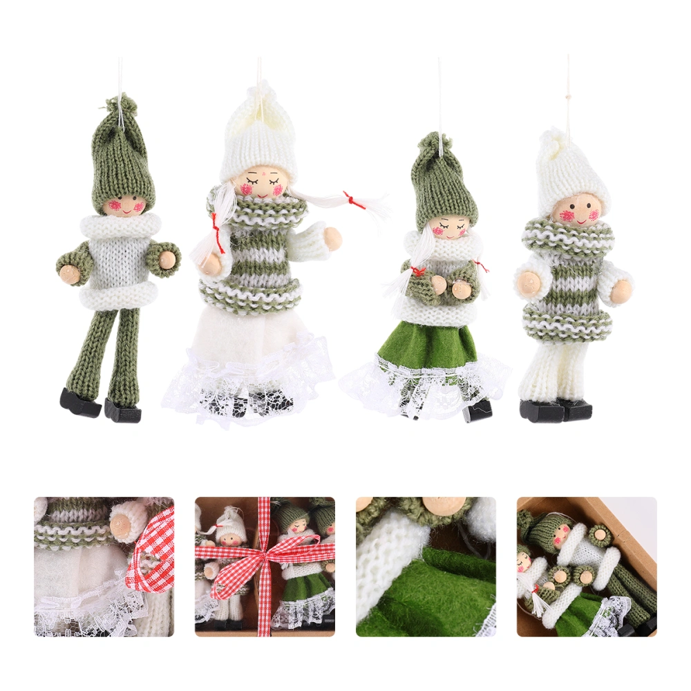 4pcs Christmas Hanging Pendant Christmas Tree Pendant Xmas Scene Layout Supplies