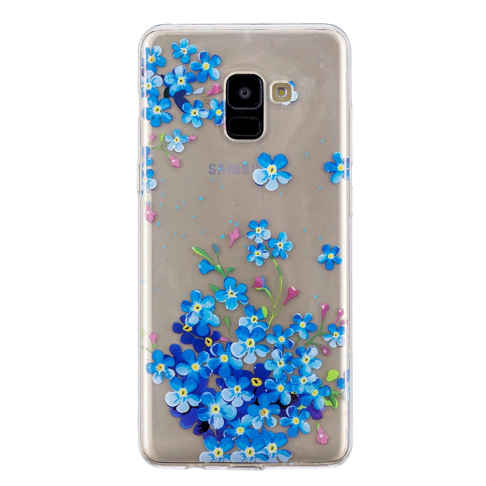 Phone Cover Color Painting Shockproof TPU Transparent Case Cover for Galaxy A8 2018 (Orchid)